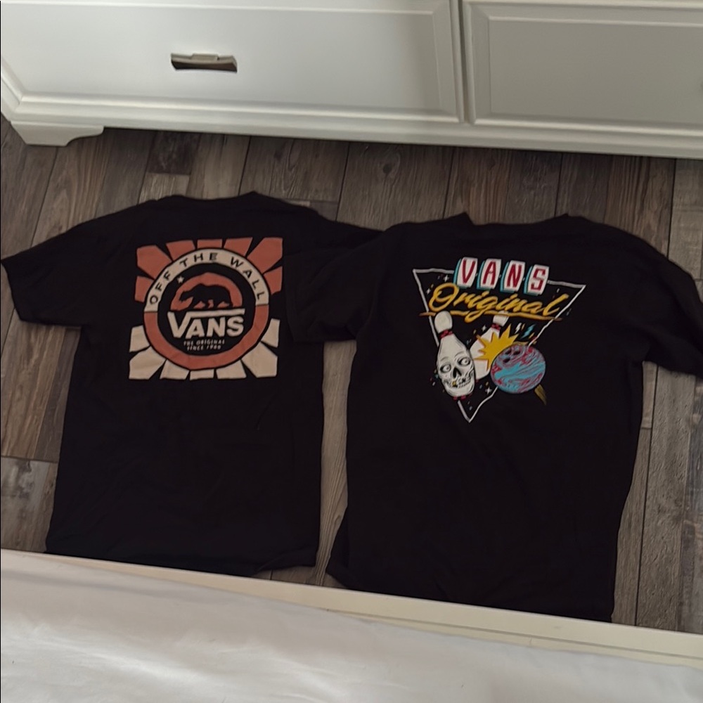 Vans Black T-Shirts with Graphic Designs